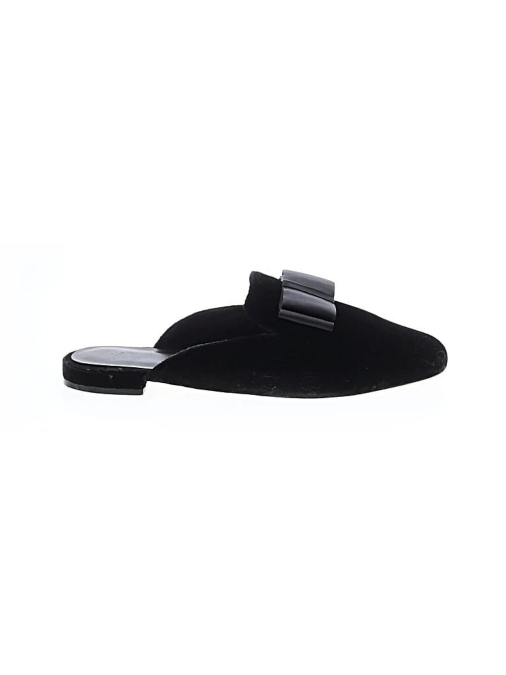 Joie Jean Black Velvet Bow Loafer Mules EU 38.5 Almond Designer Slip-On Flats